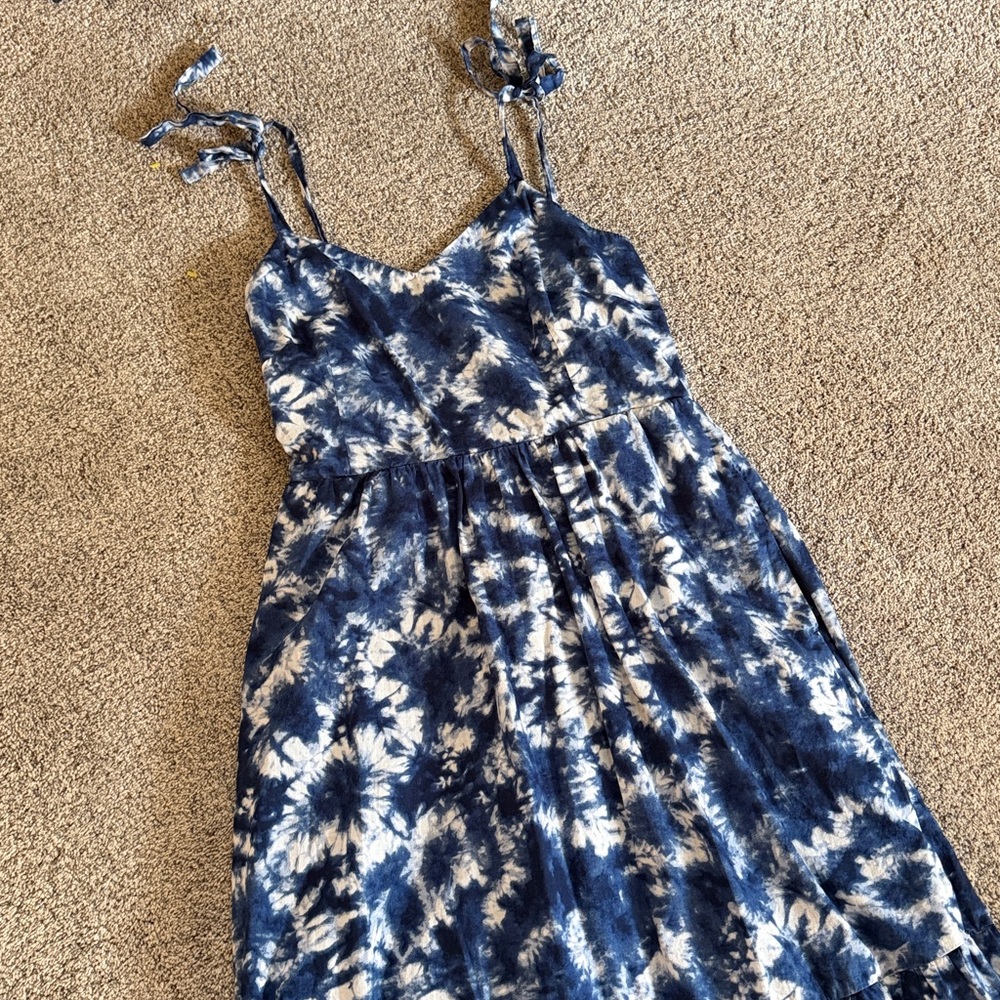 Gap navy tie dye midi dress cotton size 8 - Picture 2 of 6